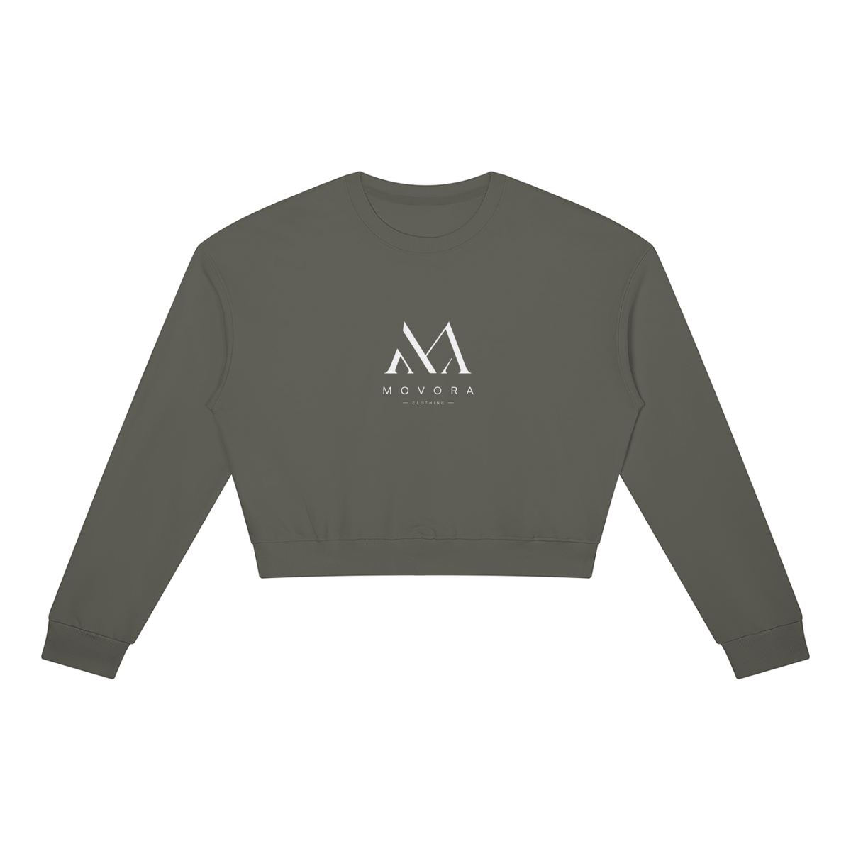 Cropped Crewneck Sweatshirt in Dark Gray, front view