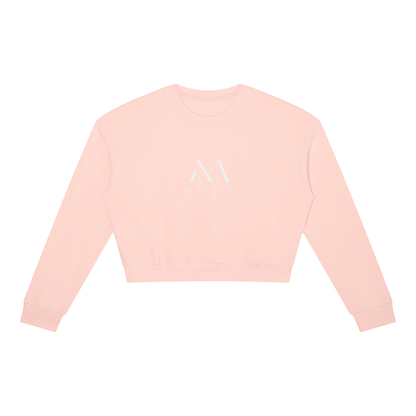 Cropped Crewneck Sweatshirt in Light Pink, front view
