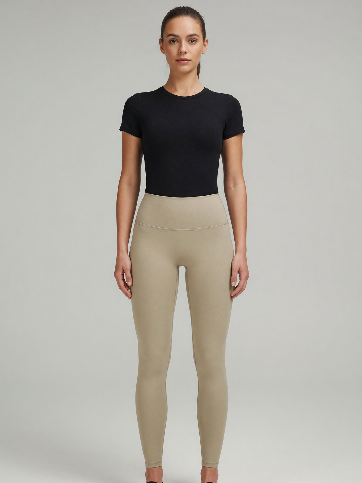 High-Rise Yoga Legging in Light Gray, worn, front