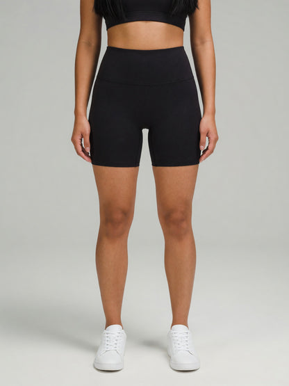 High-Rise Bike Short in Black, worn, front