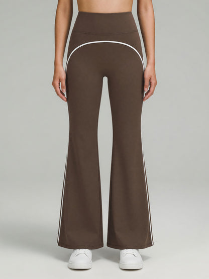 High-Rise Flare Pant in Coffee, worn, front