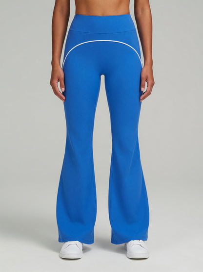 High-Rise Flare Pant in Colorful Blue, worn, front