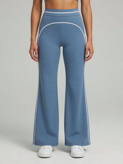 High-Rise Flare Pant in Haze Blue, worn, front