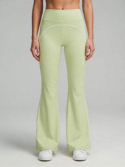 High-Rise Flare Pant in Light Green, worn, front