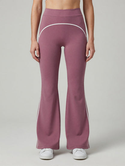 High-Rise Flare Pant in Purple, worn, front