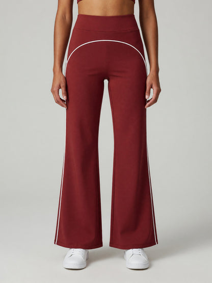High-Rise Flare Pant in Red, worn, front