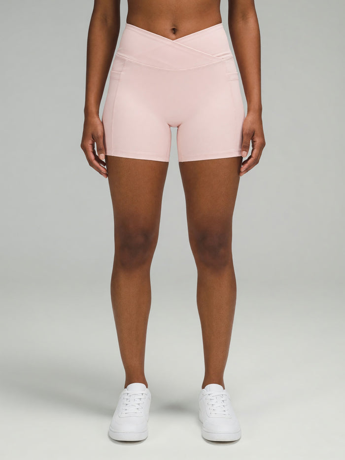 High-Rise Pocket Short in Light Pink, worn, front
