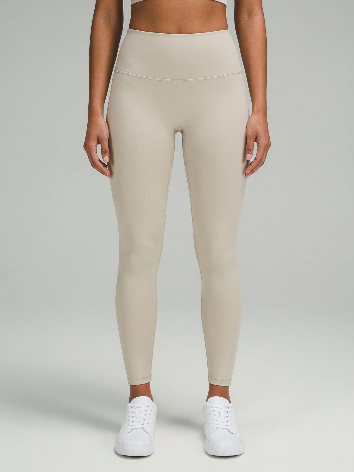 High-Rise Yoga Legging in Beige, worn, front