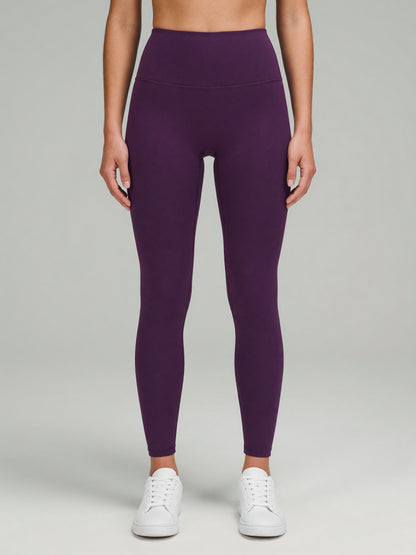 High-Rise Yoga Legging in Purple, worn, front