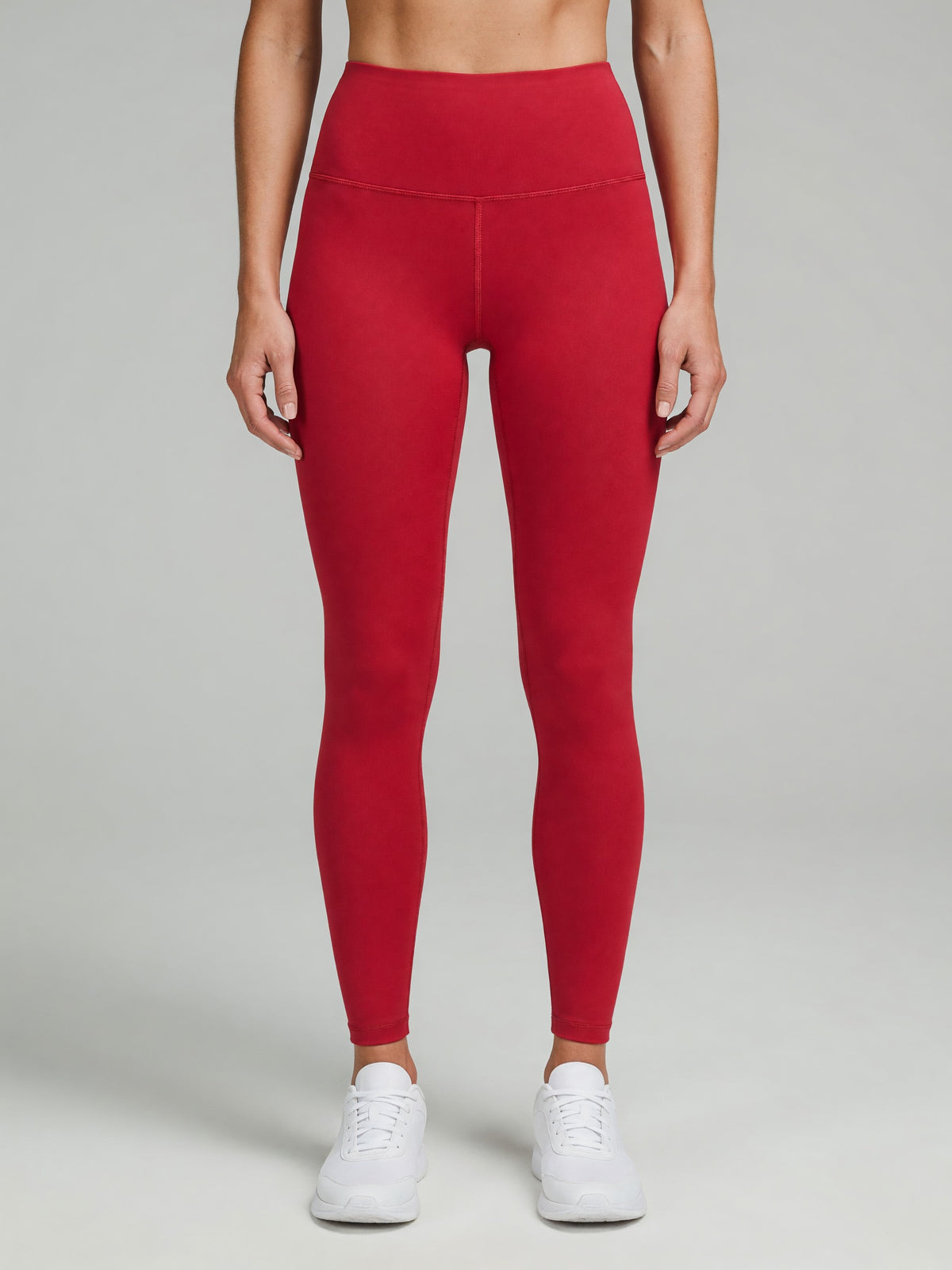 High-Rise Yoga Legging in Red, worn, front