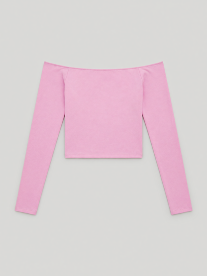 Off-Shoulder Long Sleeve, product only on a light grey background