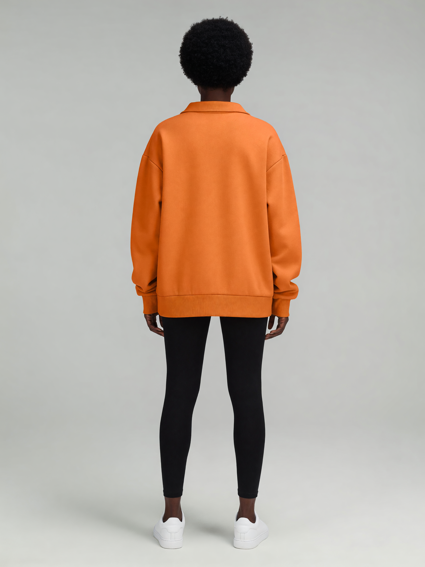 Oversized Half-Zip Pullover worn by a model, back view