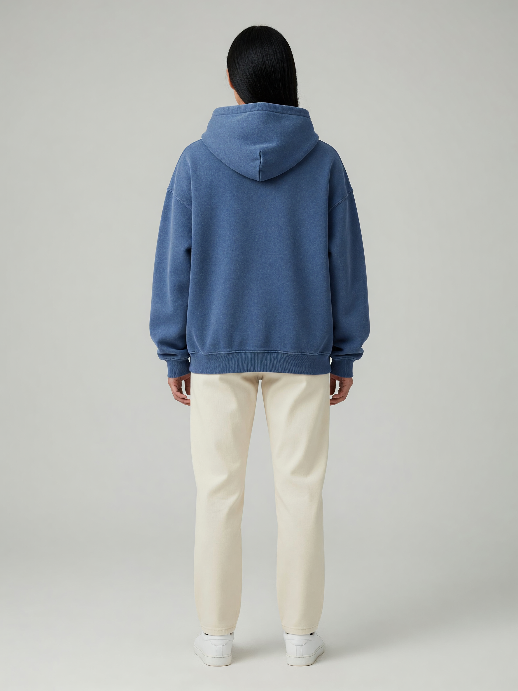Washed Fleece Hoodie worn by a model, back view