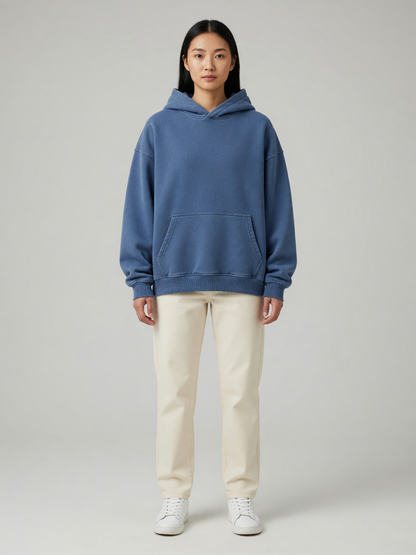 Washed Fleece Hoodie worn by a model, front view