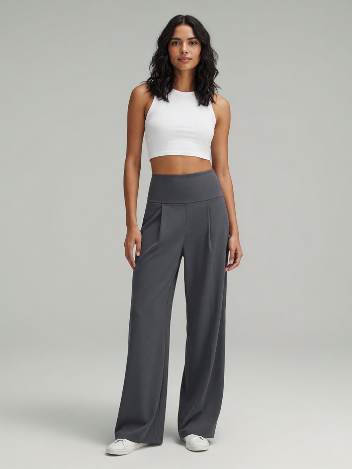 Wide-Leg Drape Pant worn by a model, front view