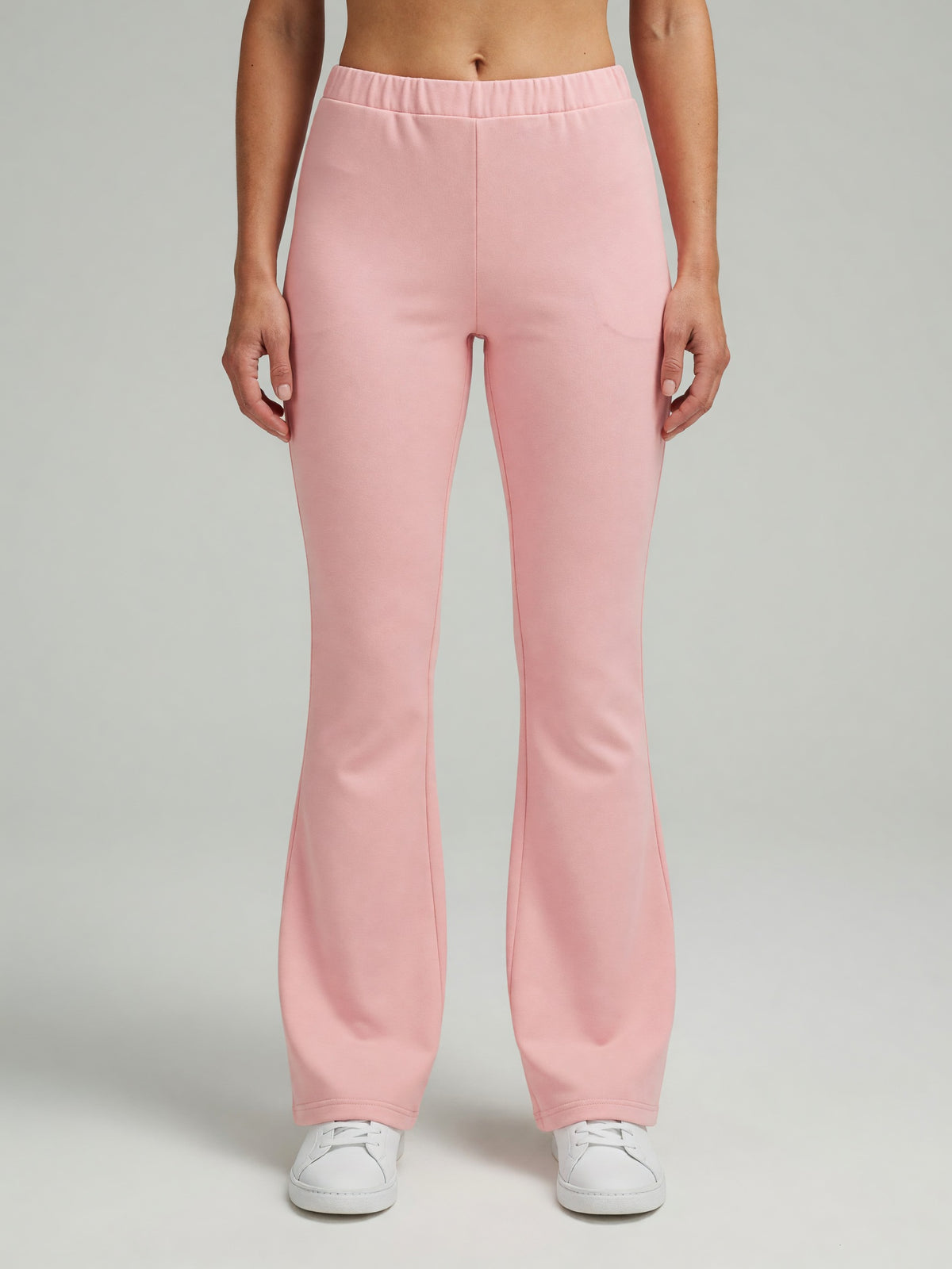 Slim Flare Sweatpant in Pink, worn, front