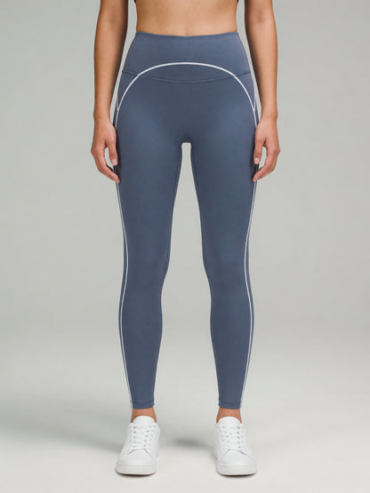 Topstitch High-Rise Legging in Haze Blue, worn, front